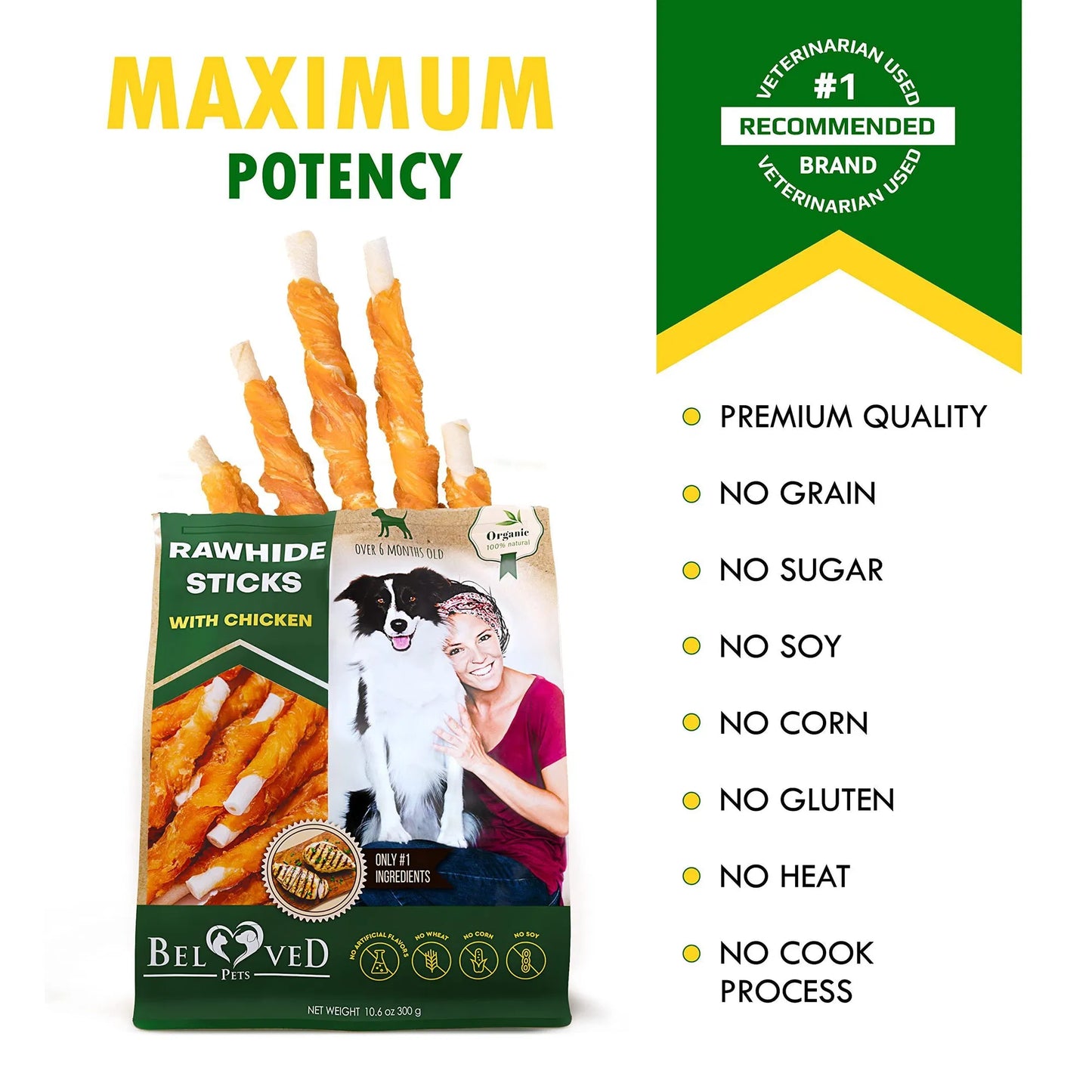 Chicken Wrapped Dog Chew Sticks - Natural Grain-Free Training Treats