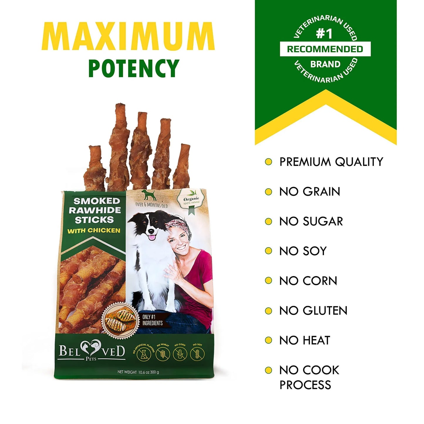 Chicken Wrapped Rawhide Sticks for Dogs - Natural Grain-Free Chews