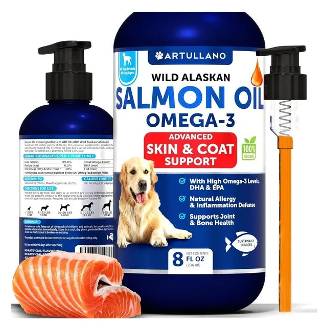 Wild Alaskan Salmon Oil for Dogs - Omega-3 Supplement (8 FL OZ)