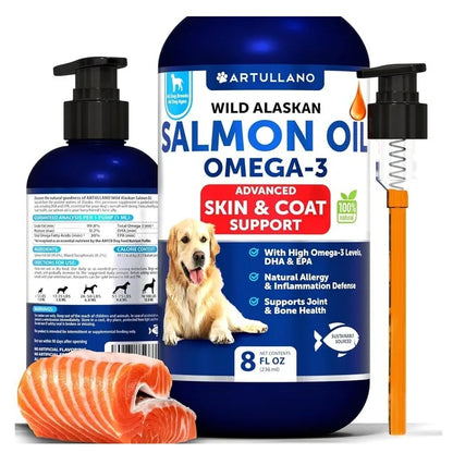 Wild Alaskan Salmon Oil for Dogs - Omega-3 Supplement (8 FL OZ)