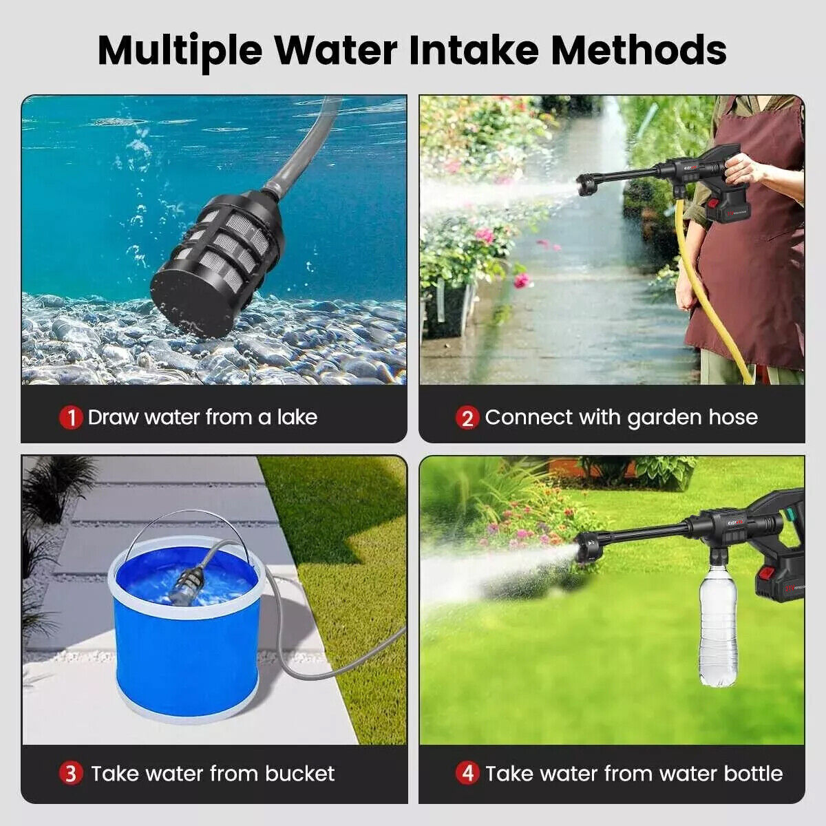 Cordless Pressure Washer - Portable Car Wash Gun with 2 Batteries