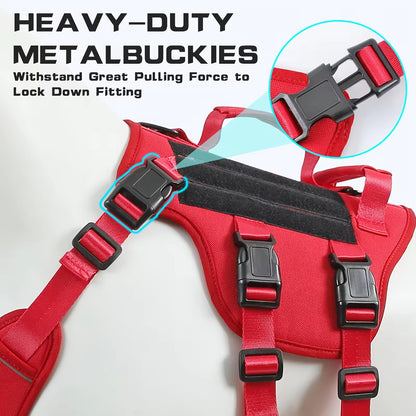 Tactical Dog Harness - No-Pull Reflective Vest with Dual Handles