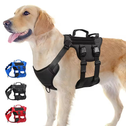 Tactical Dog Harness - No-Pull Reflective Vest with Dual Handles