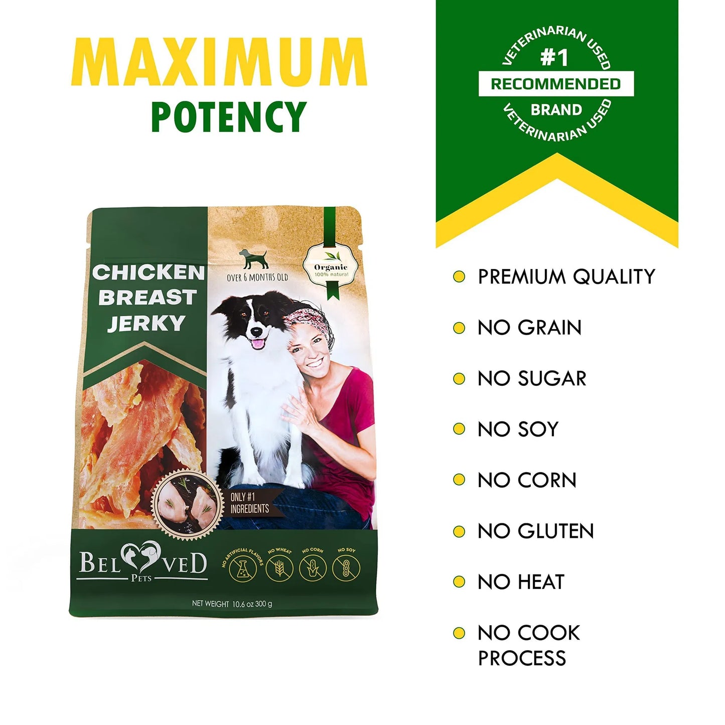 Chicken Jerky Dog Treats - 100% Natural High-Protein Chews (300g)