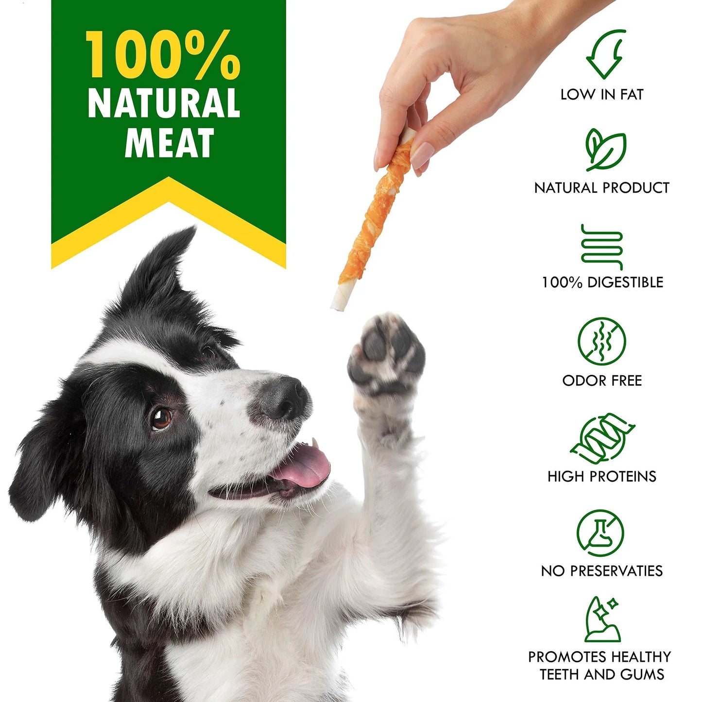 Chicken Wrapped Dog Chew Sticks - Natural Grain-Free Training Treats