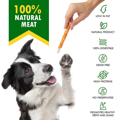 Chicken Wrapped Dog Chew Sticks - Natural Grain-Free Training Treats