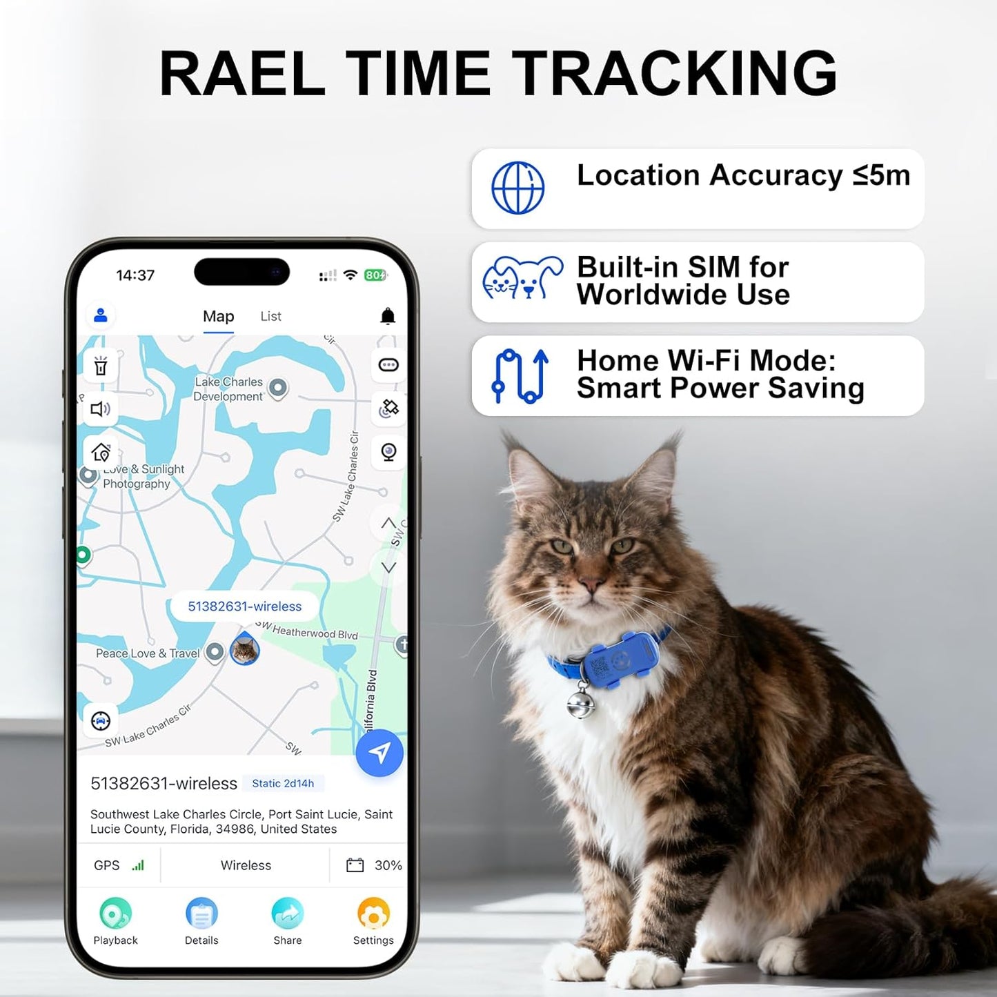 Real-Time Dog GPS Tracker - Waterproof Pet Locator with Geofence Alerts