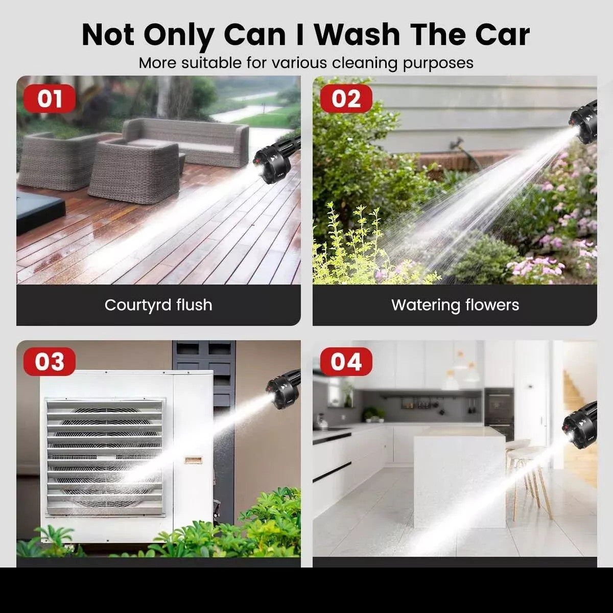 Cordless Pressure Washer - Portable Car Wash Gun with 2 Batteries