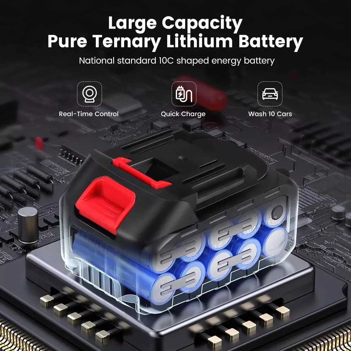 Cordless Pressure Washer - Portable Car Wash Gun with 2 Batteries