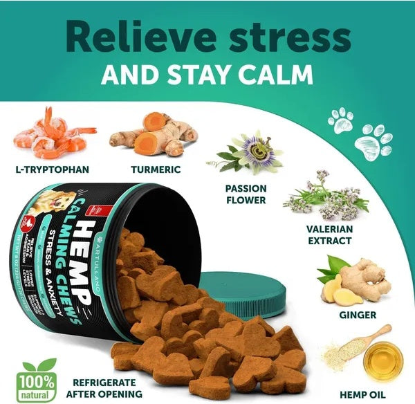 Hemp Calming Treats for Dogs - Anxiety Relief Chews (120 Count)