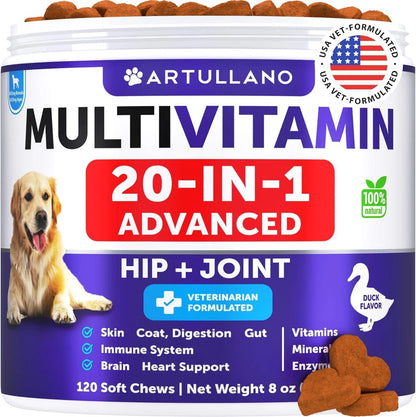 Dog Multivitamin Chews - 20-in-1 Joint Support & Immunity Supplement (120 Count)