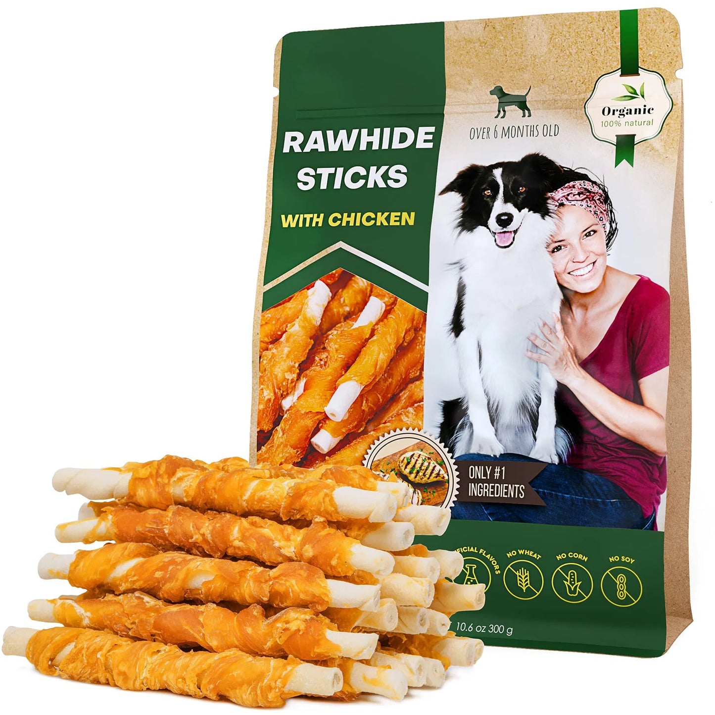 Chicken Wrapped Dog Chew Sticks - Natural Grain-Free Training Treats