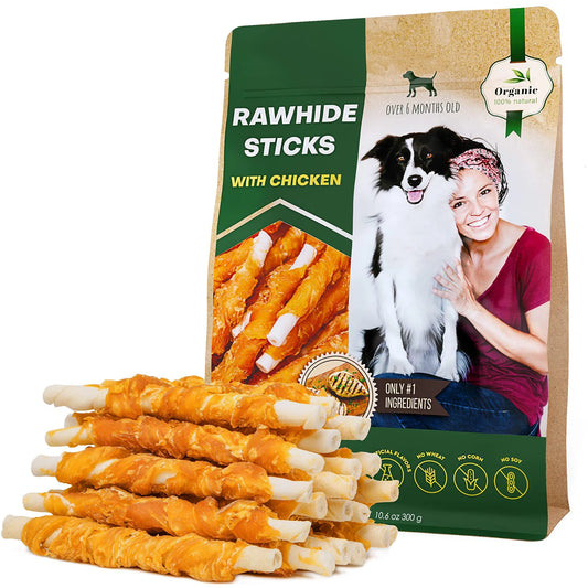 Chicken Wrapped Dog Chew Sticks - Natural Grain-Free Training Treats