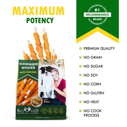Chicken Wrapped Dog Chew Sticks - Natural Grain-Free Training Treats