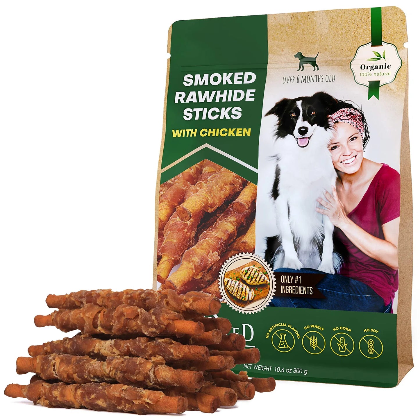 Chicken Wrapped Rawhide Sticks for Dogs - Natural Grain-Free Chews